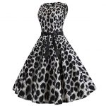 Cocktail Dress, rocakbilly Women Leopard Printed Sleeveless