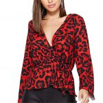 Red-leopard-print-v-neck-t-shirt